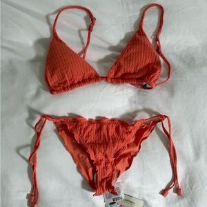 CIA MARITIMA ADJUSTABLE CORAL BRAZILIAN TRIANGLE STRING BIKINI SET